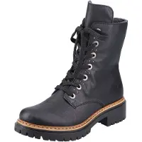 Rieker Schnürstiefelette , Damen, Gr. 38, Textil, schwarz, Lederimitat, Schuhe Schnürstiefelette, mit kräftiger Profilsohle