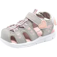 Kangaroos Sandale "K-Mini", Mädchen, Gr. 21, bunt (hellgrau, rosa), Synthetik, Textil, Schuhe Sandale, mit Klettverschluss