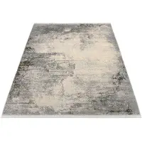 Oci Die Teppichmarke 1100000002199 "ELEMENTS NAPALI", grau (grau, creme), B:67cm H:8mm L:130cm, Polyester, Viskose, Teppiche, 1100000002199, Kurzflor, dezenter Glanz, Viskose, Wohnzimmer