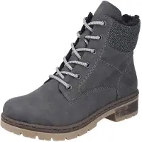 Rieker Damen Winterstiefeletten/ Schnürstiefeletten Dunkelgrau Kunstleder Größe: 39