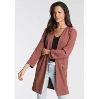 Laura scott Longblazer , Damen, Gr. 44, bunt (rosebraun), Jersey, Obermaterial: 95% Polyester, 5% Elasthan, figurbetont, tiefer V-Ausschnitt, Blazer Longblazer, mit Reißverschlüssen