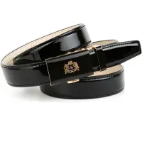 Anthoni Crown Ledergürtel , Damen, Gr. 105, schwarz, Leder, unifarben, Gürtel Ledergürtel, mit goldfarbener Glas-Schließe