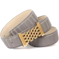 Anthoni Crown Ledergürtel , Damen, Gr. 105, grau, Rindsleder, unifarben, Gürtel Ledergürtel, mit goldfarbener Koppelschließe