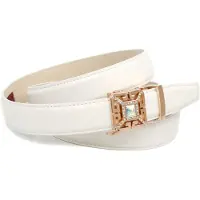 Anthoni Crown Ledergürtel , Damen, Gr. 85, weiß, Leder, unifarben, Gürtel Ledergürtel, Femininer Ledergürtel in weiß mit eckiger Schließe