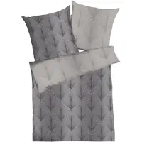 Kaeppel Wendebettwäsche "Ikone", grau (zinn), B/L: 155cm x 220cm, 1 Stk., 1 Stk., Feinbiber, B/L: 80cm x 80cm, 2 Stk., Feinbiber, Obermaterial: 100% Baumwolle, Bettwäsche, Wendebettwäsche