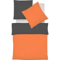 Fleuresse Halbleinen Wendebettwäsche Provence W Verviers 240x220 cm + 2x 80x80 cm orange-schiefer