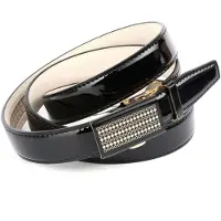 Anthoni Crown Ledergürtel , Damen, Gr. 105, schwarz, Leder, unifarben, Gürtel Ledergürtel, Schmaler Business-Lackledergürtel, Glasschließe