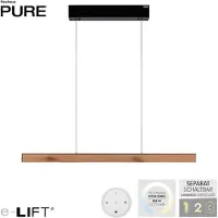 Paul Neuhaus LED-Pendelleuchte E-Motion, oak/black pearl, CCT