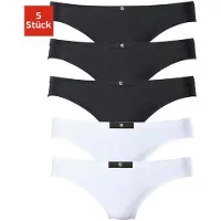H.I.S. String H.I.S, Damen, Gr. 36, schwarz-weiß (weiß, schwarz), Obermaterial: 95% Baumwolle, 5% Elasthan, unifarben, körpernah, Unterhosen String, aus elastischer Baumwoll-Qualität, Topseller
