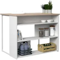 Ekipa ARBEIT Kücheninsel - Jackson Oak und White Decor - 116x90x81 cm - 116 x T 90 x 81 cm