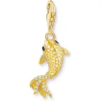 Thomas Sabo Charm-Einhänger "Koi, 1888-414-7", bunt (gelbgoldfarben, hellblau, hellblau), Charms, Damen, Silber 925 (recycelt), Charm-Einhänger, mit Zirkonia (synth.)