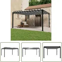 The Living Store Pavillon mit Lamellendach 3x4 m Anthrazit Stoff und Aluminium
