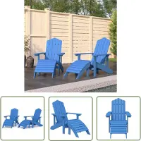 The Living Store Adirondack-Gartenstühle 2 Stk. mit Hockern HDPE Aquamarin
