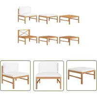 The Living Store 3-tlg. Garten-Lounge-Set mit Creme Kissen Teakholz