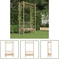 The Living Store Gartenbank mit Pergola 116 cm Bambus