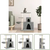 The Living Store Kratzbaum mit Sisal-Kratzsäulen Hellgrau 83 cm