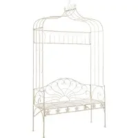 The Living Store Gartenbank 122 cm Eisen Antik Weiß