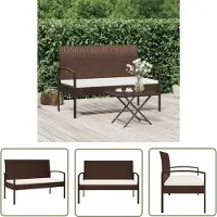 The Living Store Gartenbank mit Kissen Braun 105 cm Poly Rattan