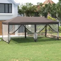 The Living Store Partyzelt Faltbar mit Seitenwänden Taupe 3x6 m