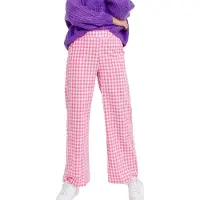 Silvian Heach Damen Karo Rosa Pfau Hose L