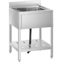 Royal Catering Einbecken-Gastronomiespüle mit Ablage und Rand 60 x 60 x 94 cm