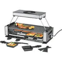 Unold RACLETTE Smokeless 48785, 8 Person(en), Kunststoff, Edelstahl, Schwarz, Edelstahl, Rechteckig, Edelstahl, 380 x 195 mm