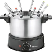 Severin Fondue, spülmaschinengeeignetes Fondueset mit 8 farblich markierten Gabeln, elektrisch, aus Edelstahl, für Käsefondue, Schokofondue oder Ölfondue, schwarz, FO 2470