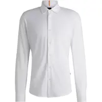 BOSS Langarmhemd ORANGE "Mysoft", Herren, Gr. XL, N-Gr, weiß (weiß100), Web, Obermaterial: 100% Baumwolle, unifarben, slim fit, Hemden Langarmhemd, mit -Logostickerei