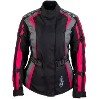 Roleff RO904 Damen Motorradjacke – Pink/Schwarz/Grau, wasserdicht, atmungsaktiv & mit Protektoren Größe: XS,