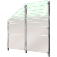 Staket Pro Zaun , silber (silberfarben), Pfosten: 3 Stk., Edelstahl, Glas, Zaunelemente, Zaun, Glaszaun, Gesamtlänge: 1,21 m, 3 Pfosten