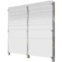 Staket Pro Zaun , silber (silberfarben), Pfosten: 3 Stk., Edelstahl, Glas, Zaunelemente, Zaun, Glaszaun, Gesamtlänge: 2,17 m, 3 Pfosten