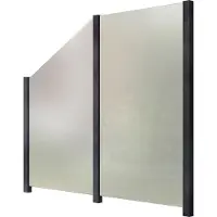Staket Pro Zaun , grau (anthrazit), Pfosten: 3 Stk., Aluminium, Glas, Zaunelemente, Zaun, Glaszaun, Gesamtlänge: 2,17 m, 3 Pfosten