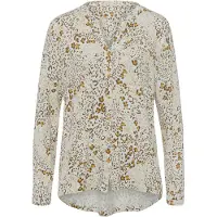 HEINE Shirtbluse , Damen, Gr. 36, beige (champagner, ocker, bedruckt), 95% Viskose, 5% Elasthan, bedruckt, gemustert, mehrfarbig, Rundhals, Blusen Shirtbluse