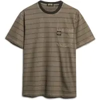 Superdry für Herren. M1012043A Gestreiftes T-Shirt mit brauner Tasche (XXL), Lässig, Baumwolle, Kurzarm