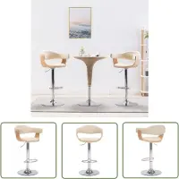 The Living Store Barhocker 2 Stk. Creme Bugholz und Kunstleder