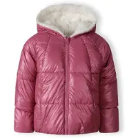 MINOTI Winterjacke Mädchen mit Kapuze, Teddyfutter und zum Wenden, winddicht, wattiert, glänzend – Kinder-Schneejacke Hellviolett Gr. 80
