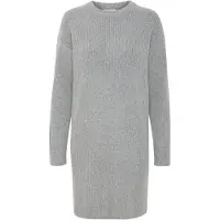 B.young Midikleid "Damen Kleid BYONEMA", Damen, Gr. S, N-Gr, grau (mid grau melange), Obermaterial: 62% Polyester PES. 25% Polyacryl PAN. 9% Polyamid PA. 4% Elasthan EL., Kleider Midikleid