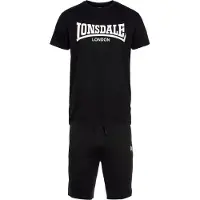 Lonsdale Freizeitanzug "MOY", Herren, Gr. XL (54), schwarz, Obermaterial: 100% Baumwolle, unifarben, Sportanzüge Freizeitanzug, zweiteiliges Set mit T-Shirt und Shorts, unifarbenes Design