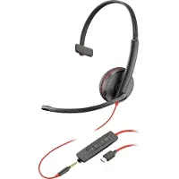 HP Poly Blackwire C3215 Mono-Headset + Etui (Packungseinheit), Kabelgebunden, Büro/Callcenter, 87 g, Kopfhörer, Schwarz
