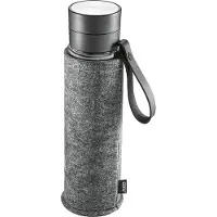 GEFU Trinkflasche "COMPANION", schwarz (schwarz, transparent), 450ml, Borosilikatglas, Trinkflaschen, Trinkflasche, Sicherheitsverschluss für 100%-igen Auslaufschutz und Einhandbedienung