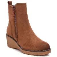 Refresh für Damen. 17100903-CAMEL Stiefelette braun Wildleder -Höhe 6cm Keil (38), 5 bis 8 cm, Reißverschluss, Lässig