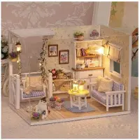 Pricenet Retro-Modell Puppenhaus aus Holz DIY 3013