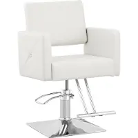Physa CARLISLE Friseurstuhl mit Fußstütze – silber und weiß