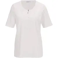 Goldner Kurzarmshirt "Elegantes Jerseyshirt mit Rundhals", Damen, Gr. 48, weiß (cremeweiß), Obermaterial: 92% Baumwolle CO. 8% Elasthan EL., Tubular, Shirts Kurzarmshirt, Effektvolle Häkelspitze