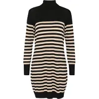 Kaffe Midikleid "Kleid KAastrid", Damen, Gr. XXL, N-Gr, schwarz (schwarz, feather gray meliert stripe), Obermaterial: 80% Viskose CV. 20% Nylon NY., Kleider Midikleid