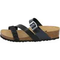 Lico NATURAL GLITTER Damen Pantoletten, Schwarz, 36 EU