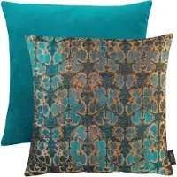 Apelt Dekokissen "Saphir" Gr. 1, blau (petrol, bedruckt), B:46cm L:46cm, Leinen, Polyester, Dekokissen_Sitzkissen_Kissenhüllen, Dekokissen, Wendekissenhülle ohne Füllung, 1 Stück
