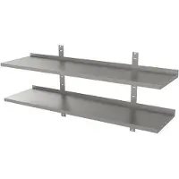 Gastro-Inox Edelstahl Wandregal, mit 2 Etagen, Tiefe 400 mm 303.212 , Maße: (L x T) 1000 x 400 mm