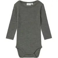 Name it Langarmbody "NBMWANG WOOL NEEDLE LS BODY SOLID NOOS", aus reiner Merinowolle
