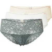 Dorina Slip "Lana", Damen, Gr. S, Spitze, grün (grün, beige, ivory), Spitze, Obermaterial: 92% Polyamid, 8% Elasthan, unifarben, eng, Unterhosen Slip, florale Spitze, Multipack